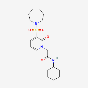 molecular formula C19H29N3O4S B2437399 2-(3-(氮杂环丁烷-1-磺酰基)-2-氧代吡啶-1(2H)-基)-N-环己基乙酰胺 CAS No. 1251695-59-6