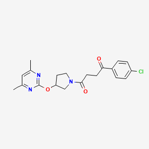 molecular formula C20H22ClN3O3 B2437401 1-(4-氯苯基)-4-(3-((4,6-二甲基嘧啶-2-基)氧基)吡咯烷-1-基)丁烷-1,4-二酮 CAS No. 2034302-66-2
