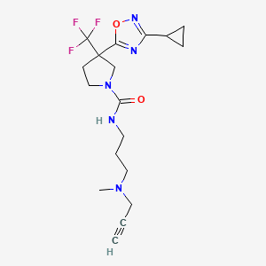 3-(3-Cyclopropyl-1,2,4-oxadiazol-5-yl)-N-[3-[methyl(prop-2-ynyl)amino]propyl]-3-(trifluoromethyl)pyrrolidine-1-carboxamide