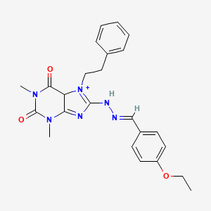 molecular formula C24H26N6O3 B2437417 8-[(E)-2-[(4-ethoxyphenyl)methylidene]hydrazin-1-yl]-1,3-dimethyl-7-(2-phenylethyl)-2,3,6,7-tetrahydro-1H-purine-2,6-dione CAS No. 682776-12-1