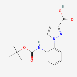 molecular formula C15H17N3O4 B2437445 1-[2-[(2-Methylpropan-2-yl)oxycarbonylamino]phenyl]pyrazole-3-carboxylic acid CAS No. 2248410-50-4