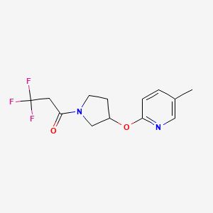 molecular formula C13H15F3N2O2 B2437451 3,3,3-Trifluoro-1-(3-((5-methylpyridin-2-yl)oxy)pyrrolidin-1-yl)propan-1-one CAS No. 1904224-99-2