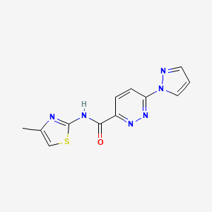 molecular formula C12H10N6OS B2437458 N-(4-methylthiazol-2-yl)-6-(1H-pyrazol-1-yl)pyridazine-3-carboxamide CAS No. 1351601-70-1