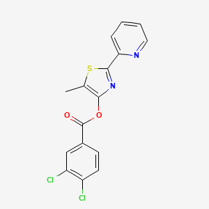 molecular formula C16H10Cl2N2O2S B2437460 3,4-二氯苯甲酸 5-甲基-2-(2-吡啶基)-1,3-噻唑-4-酯 CAS No. 338399-10-3