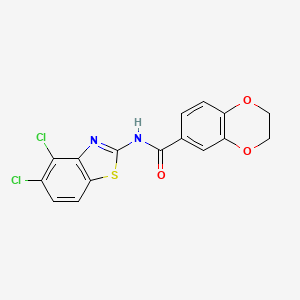 molecular formula C16H10Cl2N2O3S B2437471 N-(4,5-dichloro-1,3-benzothiazol-2-yl)-2,3-dihydro-1,4-benzodioxine-6-carboxamide CAS No. 905679-54-1