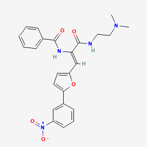 molecular formula C24H24N4O5 B2437475 N-{1-({[2-(二甲氨基)乙基]氨基}羰基)-2-[5-(3-硝基苯基)-2-呋喃基]乙烯基}苯甲酰胺 CAS No. 1164551-17-0