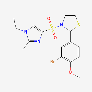 2-(3-bromo-4-methoxyphenyl)-3-((1-ethyl-2-methyl-1H-imidazol-4-yl)sulfonyl)thiazolidine