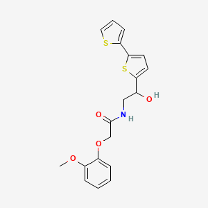 molecular formula C19H19NO4S2 B2437485 N-(2-{[2,2'-bithiophene]-5-yl}-2-hydroxyethyl)-2-(2-methoxyphenoxy)acetamide CAS No. 2097929-32-1