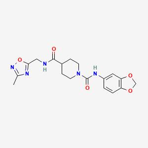 molecular formula C18H21N5O5 B2437496 N1-(苯并[d][1,3]二氧杂环-5-基)-N4-((3-甲基-1,2,4-恶二唑-5-基)甲基)哌啶-1,4-二甲酰胺 CAS No. 1334373-21-5