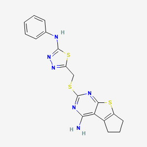 10-({[5-(phenylamino)-1,3,4-thiadiazol-2-yl]methyl}sulfanyl)-7-thia-9,11-diazatricyclo[6.4.0.0^{2,6}]dodeca-1(8),2(6),9,11-tetraen-12-amine