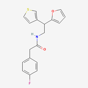 molecular formula C18H16FNO2S B2437514 2-(4-fluorophenyl)-N-[2-(furan-2-yl)-2-(thiophen-3-yl)ethyl]acetamide CAS No. 2097884-33-6