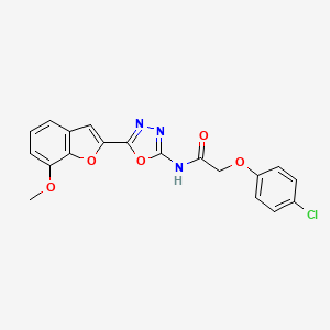 molecular formula C19H14ClN3O5 B2437520 2-(4-氯苯氧基)-N-(5-(7-甲氧基苯并呋喃-2-基)-1,3,4-噁二唑-2-基)乙酰胺 CAS No. 921991-49-3