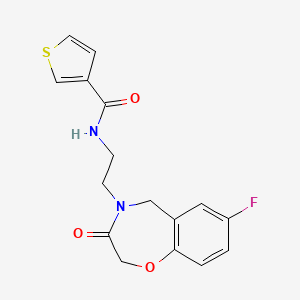 molecular formula C16H15FN2O3S B2437535 N-(2-(7-fluoro-3-oxo-2,3-dihydrobenzo[f][1,4]oxazepin-4(5H)-yl)ethyl)thiophene-3-carboxamide CAS No. 2034348-27-9