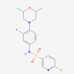 molecular formula C17H19ClFN3O3S B2437549 6-chloro-N-[4-(2,6-dimethylmorpholin-4-yl)-3-fluorophenyl]pyridine-3-sulfonamide CAS No. 1797166-21-2