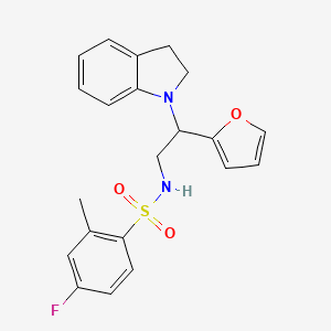 4-fluoro-N-(2-(furan-2-yl)-2-(indolin-1-yl)ethyl)-2-methylbenzenesulfonamide