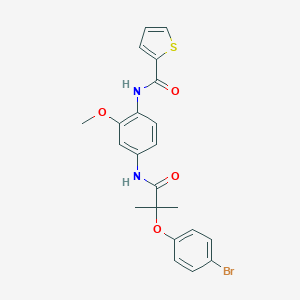molecular formula C22H21BrN2O4S B243756 N-(4-{[2-(4-bromophenoxy)-2-methylpropanoyl]amino}-2-methoxyphenyl)thiophene-2-carboxamide 