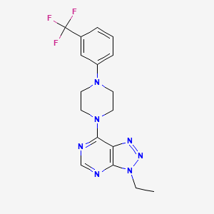 molecular formula C17H18F3N7 B2437586 3-Ethyl-7-[4-[3-(trifluoromethyl)phenyl]piperazin-1-yl]triazolo[4,5-d]pyrimidine CAS No. 899974-56-2