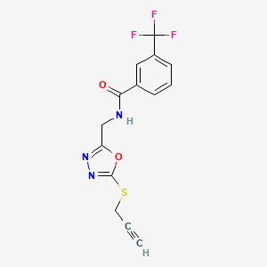 B2437588 N-[(5-prop-2-ynylsulfanyl-1,3,4-oxadiazol-2-yl)methyl]-3-(trifluoromethyl)benzamide CAS No. 941943-96-0