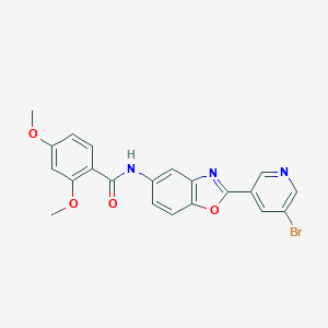molecular formula C21H16BrN3O4 B243760 N-[2-(5-bromopyridin-3-yl)-1,3-benzoxazol-5-yl]-2,4-dimethoxybenzamide 