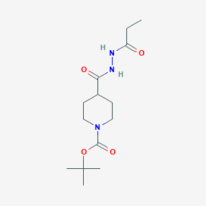 molecular formula C14H25N3O4 B2437600 Tert-butyl 4-(N'-propanoylhydrazinecarbonyl)piperidine-1-carboxylate CAS No. 1797893-01-6