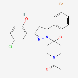 molecular formula C22H21BrClN3O3 B2437604 1-(9-Bromo-2-(5-chloro-2-hydroxyphenyl)-1,10b-dihydrospiro[benzo[e]pyrazolo[1,5-c][1,3]oxazine-5,4'-piperidin]-1'-yl)ethanone CAS No. 899983-68-7