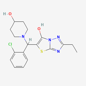 molecular formula C18H21ClN4O2S B2437605 5-((2-Chlorophenyl)(4-hydroxypiperidin-1-yl)methyl)-2-ethylthiazolo[3,2-b][1,2,4]triazol-6-ol CAS No. 887220-41-9