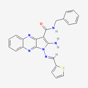 (E)-2-amino-N-benzyl-1-((thiophen-2-ylmethylene)amino)-1H-pyrrolo[2,3-b]quinoxaline-3-carboxamide