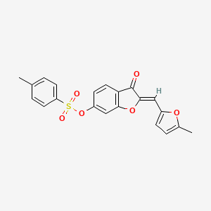 molecular formula C21H16O6S B2437624 (Z)-2-((5-methylfuran-2-yl)methylene)-3-oxo-2,3-dihydrobenzofuran-6-yl 4-methylbenzenesulfonate CAS No. 929506-00-3