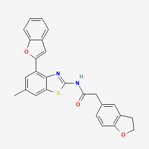 molecular formula C26H20N2O3S B2437625 N-(4-(Benzofuran-2-yl)-6-methylbenzo[d]thiazol-2-yl)-2-(2,3-dihydrobenzofuran-5-yl)acetamide CAS No. 2288708-59-6