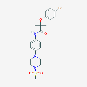 molecular formula C21H26BrN3O4S B243763 2-(4-bromophenoxy)-2-methyl-N-{4-[4-(methylsulfonyl)piperazin-1-yl]phenyl}propanamide 