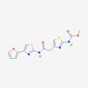 molecular formula C14H12N4O4S2 B2437632 Methyl (4-(2-((4-(furan-2-yl)thiazol-2-yl)amino)-2-oxoethyl)thiazol-2-yl)carbamate CAS No. 1207049-39-5