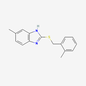 molecular formula C16H16N2S B2437634 5-甲基-2-((2-甲基苄基)硫代)-1H-苯并[d]咪唑 CAS No. 637323-00-3