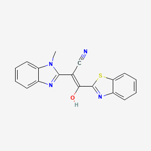 molecular formula C18H12N4OS B2437637 (E)-3-(benzo[d]thiazol-2-yl)-2-(1-methyl-1H-benzo[d]imidazol-2(3H)-ylidene)-3-oxopropanenitrile CAS No. 476279-86-4