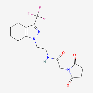 molecular formula C16H19F3N4O3 B2437638 2-(2,5-dioxopyrrolidin-1-yl)-N-(2-(3-(trifluoromethyl)-4,5,6,7-tetrahydro-1H-indazol-1-yl)ethyl)acetamide CAS No. 1797624-10-2