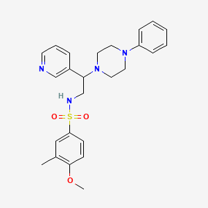 molecular formula C25H30N4O3S B2437640 4-metoxi-3-metil-N-[2-(4-fenilpiperazin-1-il)-2-piridin-3-iletil]bencenosulfonamida CAS No. 863558-81-0