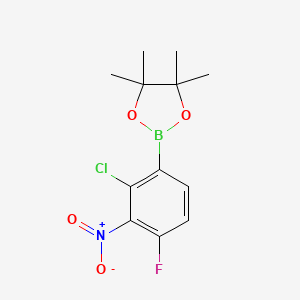 molecular formula C12H14BClFNO4 B2437647 2-(2-氯-4-氟-3-硝基苯基)-4,4,5,5-四甲基-1,3,2-二恶杂硼环丁烷 CAS No. 2377610-30-3