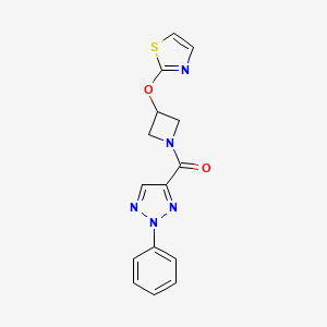 molecular formula C15H13N5O2S B2437656 (2-phenyl-2H-1,2,3-triazol-4-yl)(3-(thiazol-2-yloxy)azetidin-1-yl)methanone CAS No. 1797905-12-4