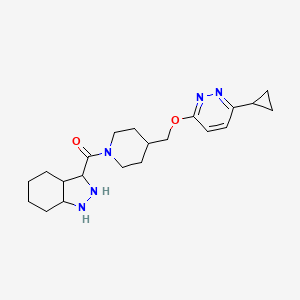 molecular formula C21H23N5O2 B2437659 3-(4-{[(6-环丙基吡啶并[3,4-d]嘧啶-3-基)氧基]甲基}哌啶-1-羰基)-1H-吲唑 CAS No. 2320927-14-6