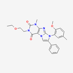 molecular formula C26H27N5O4 B2437660 3-(2-ethoxyethyl)-8-(2-methoxy-5-methylphenyl)-1-methyl-7-phenyl-1H-imidazo[2,1-f]purine-2,4(3H,8H)-dione CAS No. 886900-81-8