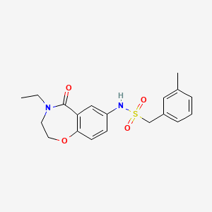 molecular formula C19H22N2O4S B2437661 N-(4-ethyl-5-oxo-2,3,4,5-tetrahydrobenzo[f][1,4]oxazepin-7-yl)-1-(m-tolyl)methanesulfonamide CAS No. 926032-23-7