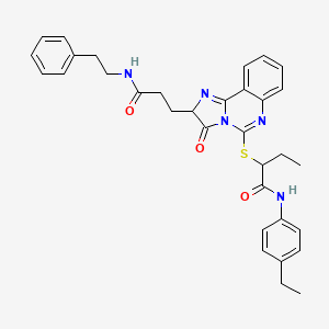 molecular formula C33H35N5O3S B2437662 N-(4-乙基苯基)-2-[(3-氧代-2-{3-氧代-3-[(2-苯乙基)氨基]丙基}-2,3-二氢咪唑并[1,2-c]喹唑啉-5-基)硫代]丁酰胺 CAS No. 1102368-60-4