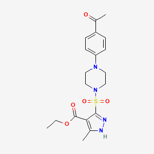 molecular formula C19H24N4O5S B2437669 ethyl 5-((4-(4-acetylphenyl)piperazin-1-yl)sulfonyl)-3-methyl-1H-pyrazole-4-carboxylate CAS No. 1301767-40-7