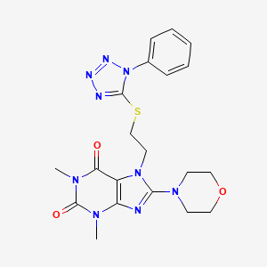 molecular formula C20H23N9O3S B2437672 1,3-二甲基-8-吗啉-4-基-7-[2-(1-苯基四唑-5-基)硫代乙基]嘌呤-2,6-二酮 CAS No. 685860-73-5