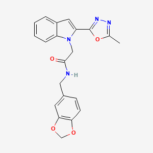 N-(benzo[d][1,3]dioxol-5-ylmethyl)-2-(2-(5-methyl-1,3,4-oxadiazol-2-yl)-1H-indol-1-yl)acetamide