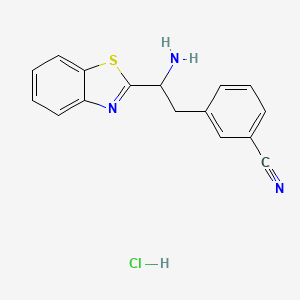 molecular formula C16H14ClN3S B2437689 3-[2-Amino-2-(1,3-benzothiazol-2-yl)ethyl]benzonitrile;hydrochloride CAS No. 2490430-19-6