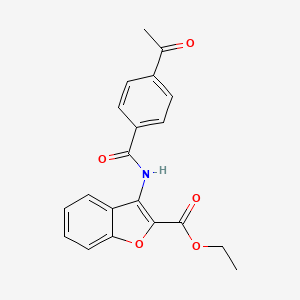 molecular formula C20H17NO5 B2437690 3-(4-Acetilbenzamido)benzofurano-2-carboxilato de etilo CAS No. 477501-44-3