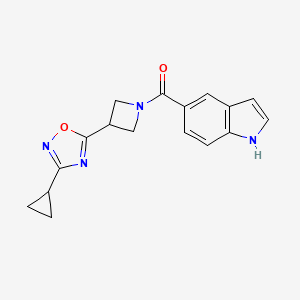 molecular formula C17H16N4O2 B2437691 (3-(3-cyclopropyl-1,2,4-oxadiazol-5-yl)azetidin-1-yl)(1H-indol-5-yl)methanone CAS No. 1351632-24-0