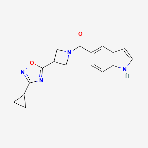 molecular formula C17H16N4O2 B2437691 5-[3-(3-环丙基-1,2,4-恶二唑-5-基)氮杂环丁烷-1-羰基]-1H-吲哚 CAS No. 1351632-24-0