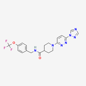 molecular formula C20H20F3N7O2 B2437692 1-(6-(1H-1,2,4-三唑-1-基)吡啶-3-基)-N-(4-(三氟甲氧基)苄基)哌啶-4-甲酰胺 CAS No. 1797696-72-0
