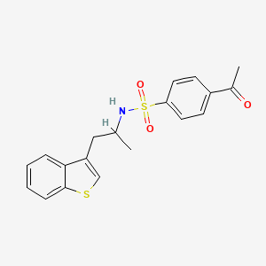 molecular formula C19H19NO3S2 B2437700 4-乙酰基-N-(1-(苯并[b]噻吩-3-基)丙烷-2-基)苯磺酰胺 CAS No. 2034392-46-4